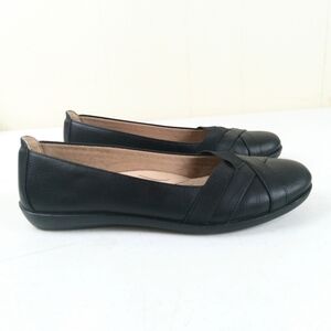 Life Stride Northern Slip On Flats Women Size 7.5 Black Faux Leather Dress Shoes